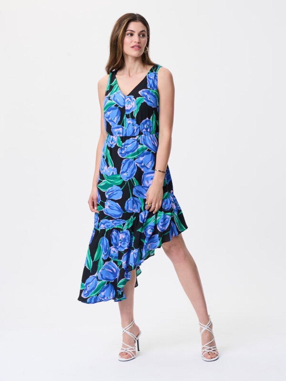 Joseph Ribkoff Floral V Neck A Line Dress Women’s Size 12 Summer Event Vacation